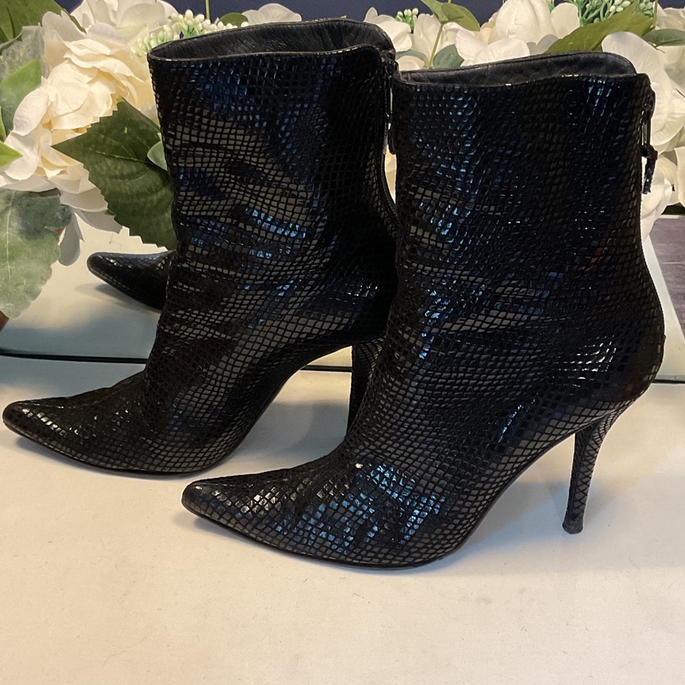 Stuart Weitzman Stiletto Snakeskin Ankle Boots
